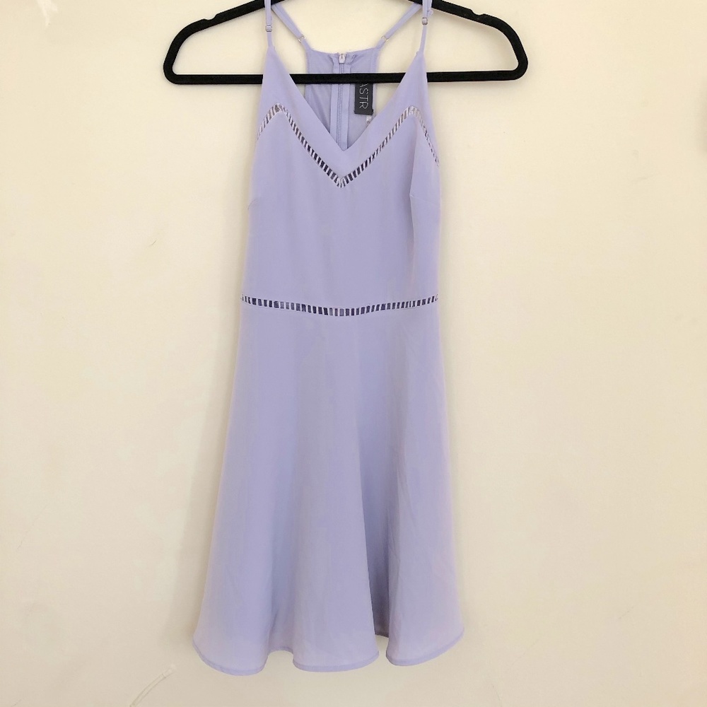 ASTR Sheer Inset Fit & Flare Dress | XS | Lilac